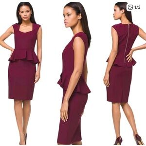 White House black market Peplum Pencil Dress in Burgundy - new with tags